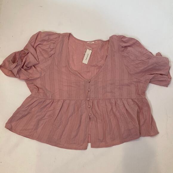 Mi Ami x Francesca’s Pink Blush Button Balloon Sleeve Blouse NWT Sz 3X - Picture 12 of 14